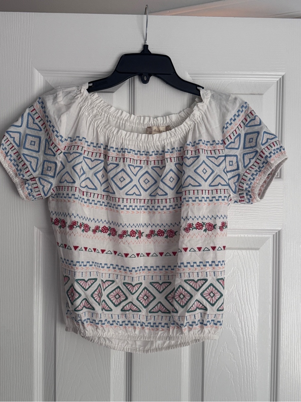Altar'd State Boho Embroidered Off-The-Shoulder Top, Cottagecore, Boho